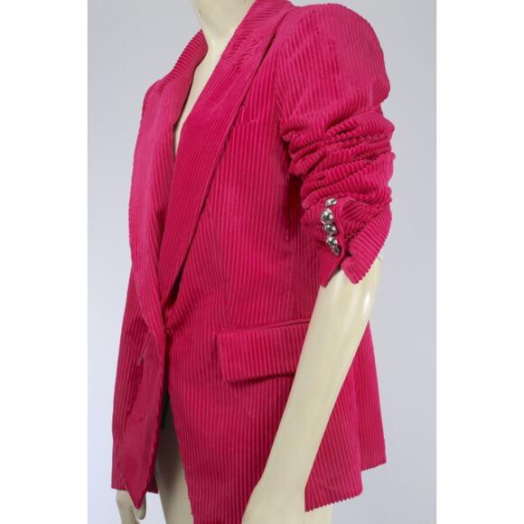 Veronica Beard Lia Dickey Pink Velvet Blazer Jacket Single Button Style Size 8 - Picture 13 of 16